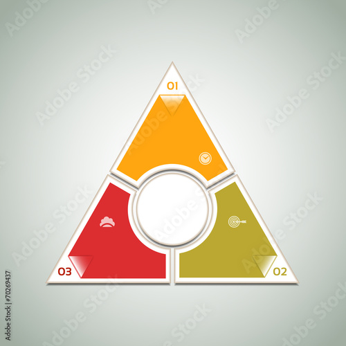 Cyclic diagram with three steps and icons. eps 10
