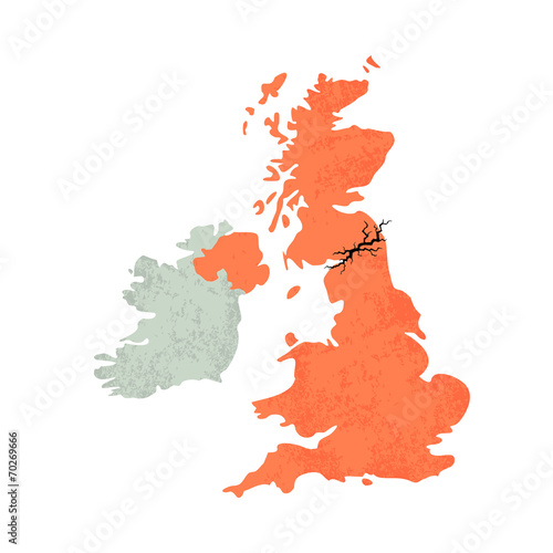 Map of United Kingdom with Crack