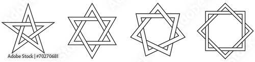 Geometric Star Figures Outline