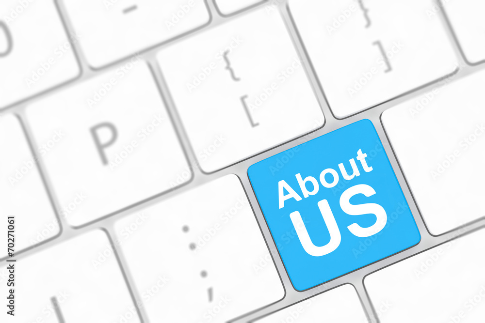 concepts of 'about us', message on keyboard enter key. concepts of 'about us', message on keyboard enter key.
