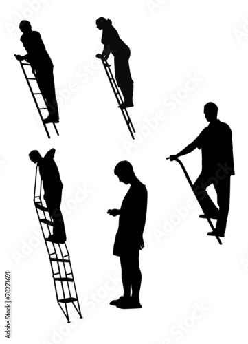 Silhouettes of men and woman