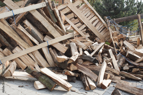 Fototapeta Naklejka Na Ścianę i Meble -  firewood in a pile, preparing wood for winter