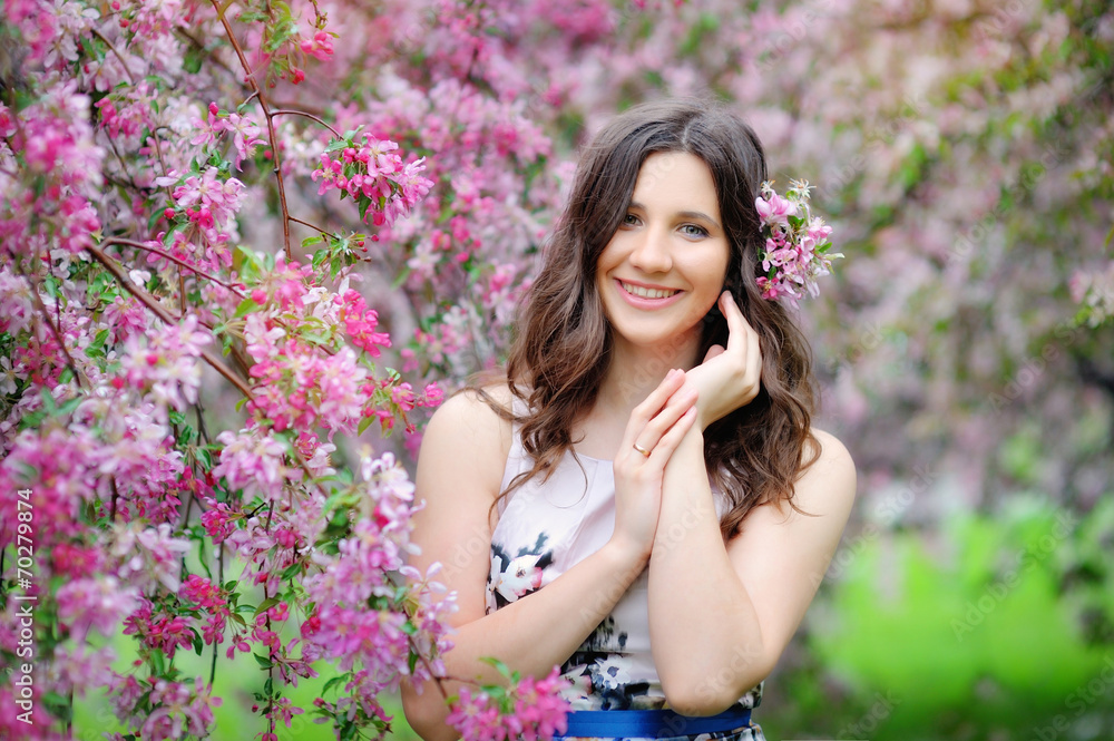 Beautiful woman with flower wreath. Beautiful woman with flower wreath.