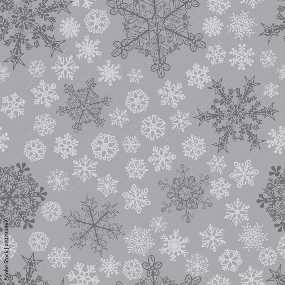 Christmas seamless pattern of snowflakes in gray Christmas seamless pattern of snowflakes in gray