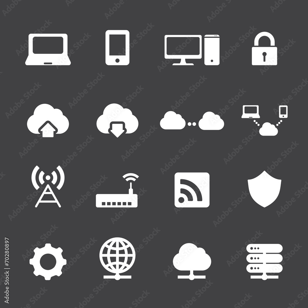 Network and cloud computing icons Network and cloud computing icons