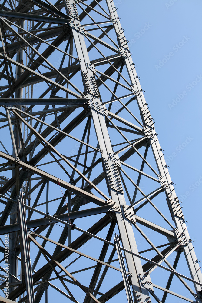 steel framework against a blue sky