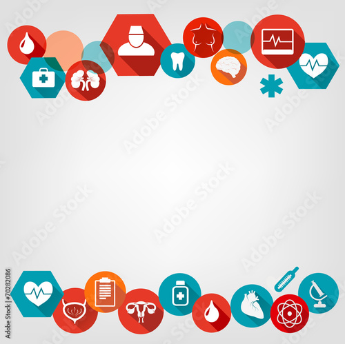 Medical background with colorful icons. Vector.