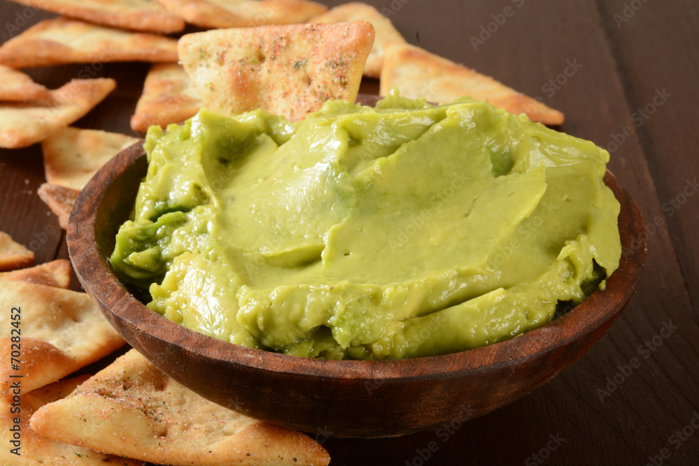 Guacamole and pita chips Guacamole and pita chips