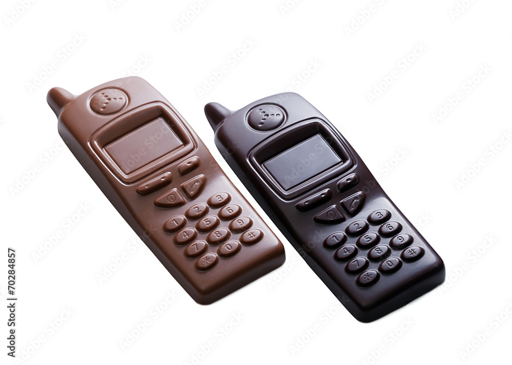 Cell phones made of dark and milk chocolate Cell phones made of dark and milk chocolate