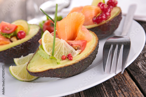 avocado with salmon