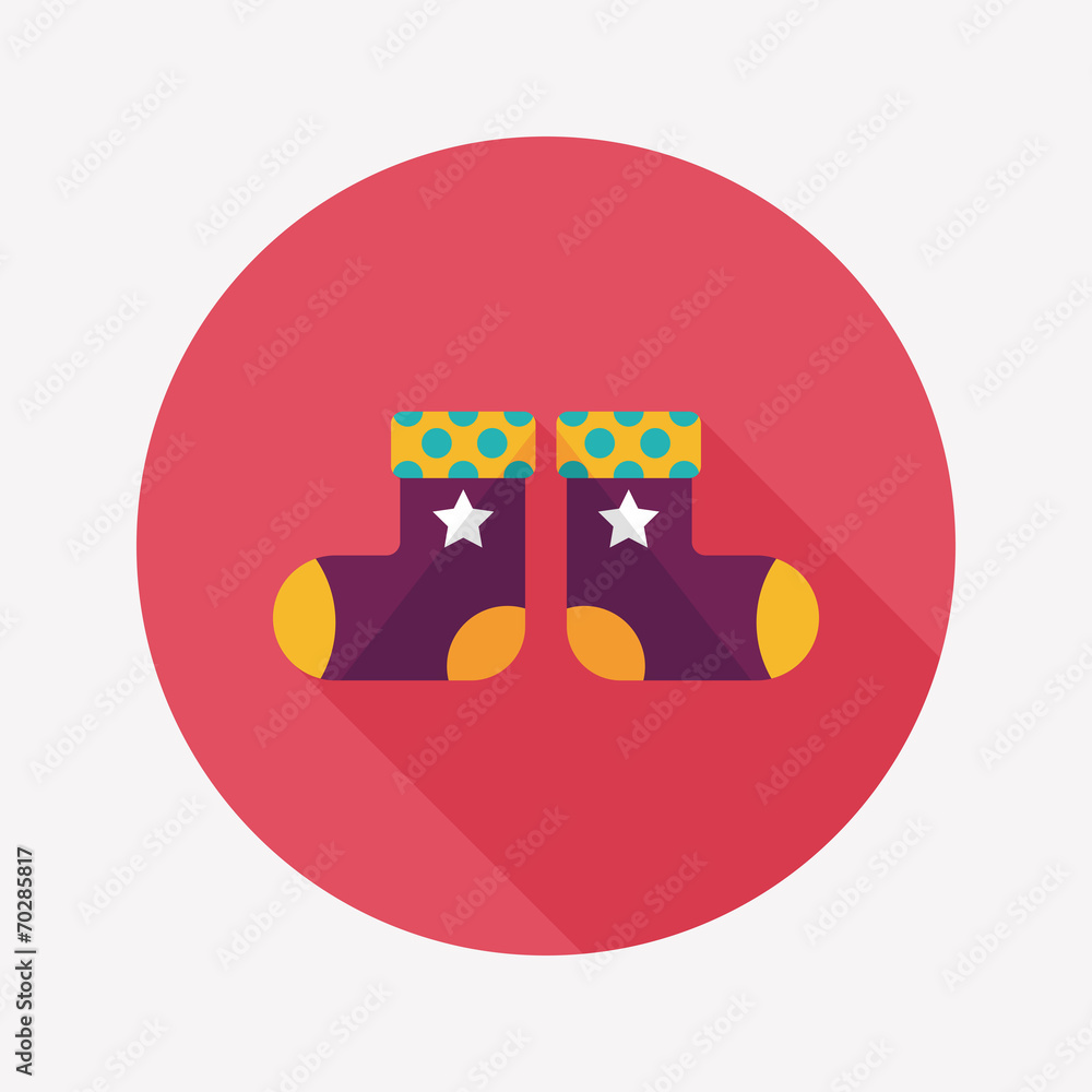 Christmas stocking flat icon with long shadow,EPS 10 Christmas stocking flat icon with long shadow,EPS 10