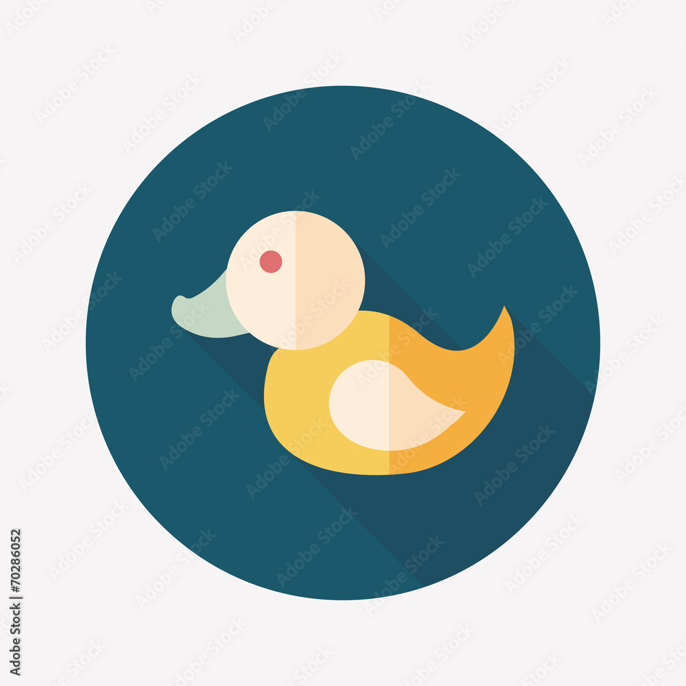 Fototapeta premium Duck toy flat icon with long shadow,eps 10
