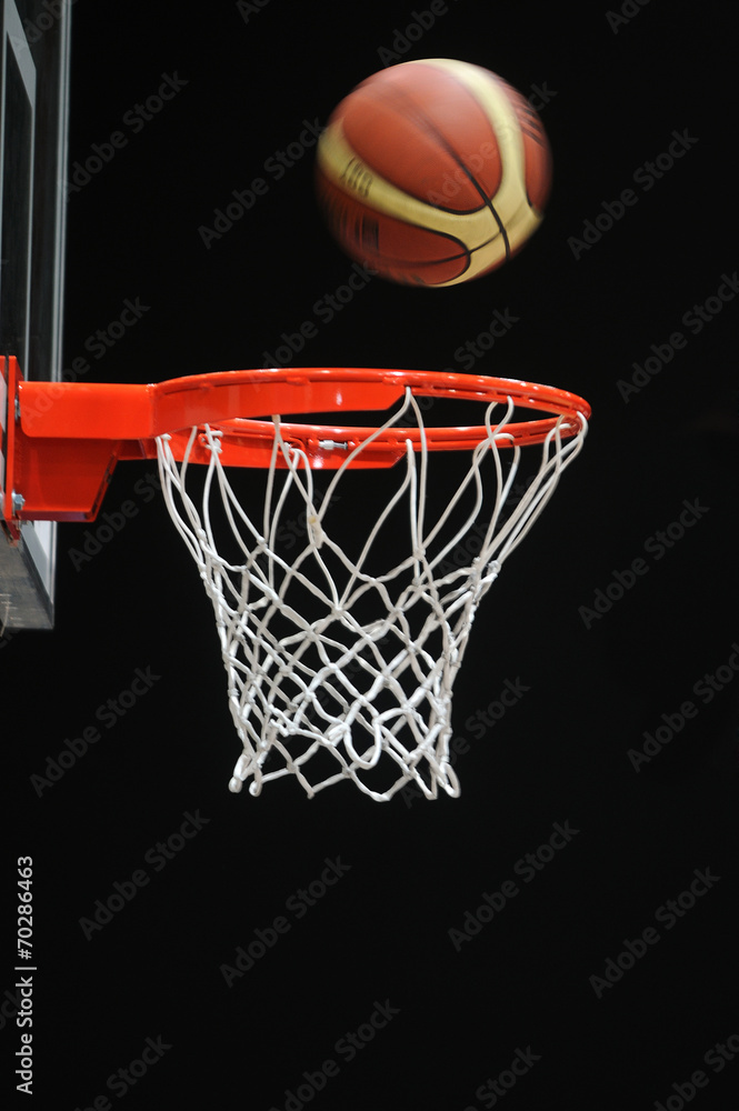 Pallone che entra nel canestro Pallone che entra nel canestro