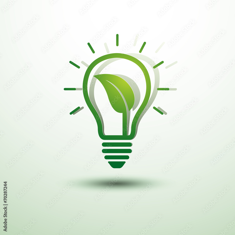 Ecology idea green bulb with plant vector illustration Ecology idea green bulb with plant vector illustration