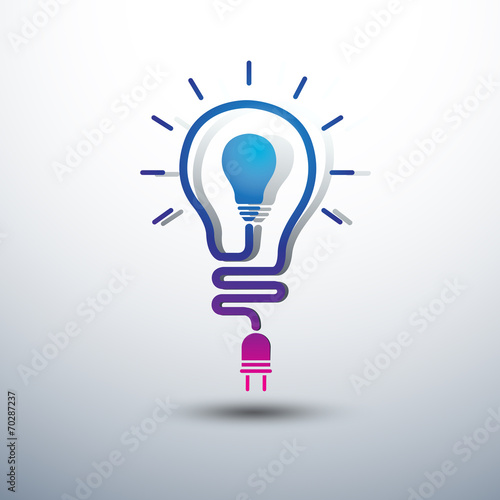 Creative Idea concept with light bulb and plug icon ,vector illu