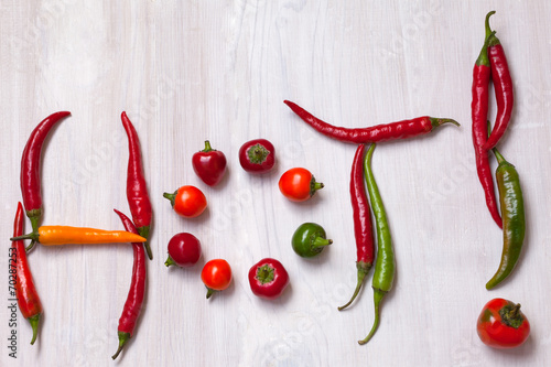 Chili peppers make word "hot"