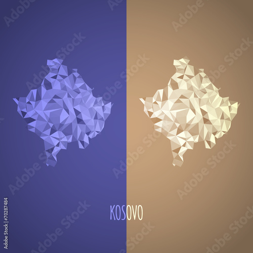 Low Poly Italy Kosovo with National Colors
