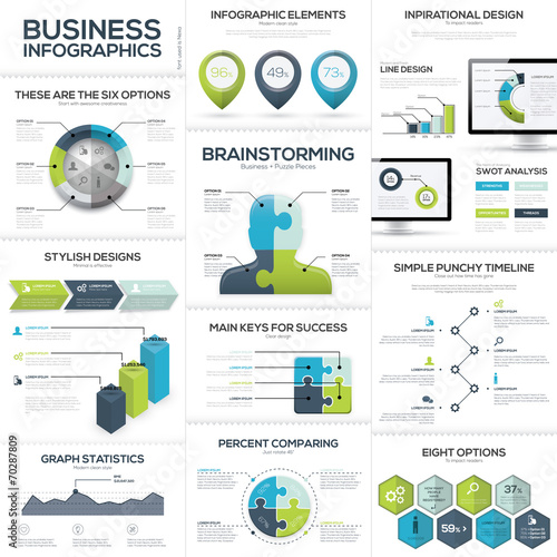 Business infographics and data visualization vector elements