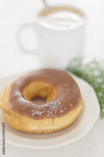 Donut with cappuccino coffee