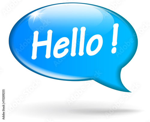 Vector blue hello speech bubble