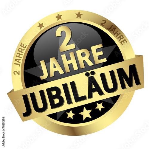 Button mit Banner " 2 JAHRE JUBILÄUM "