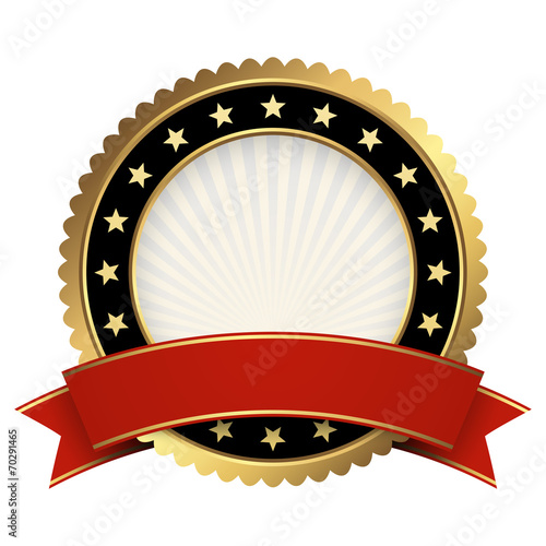 Button template gold and black with red banner