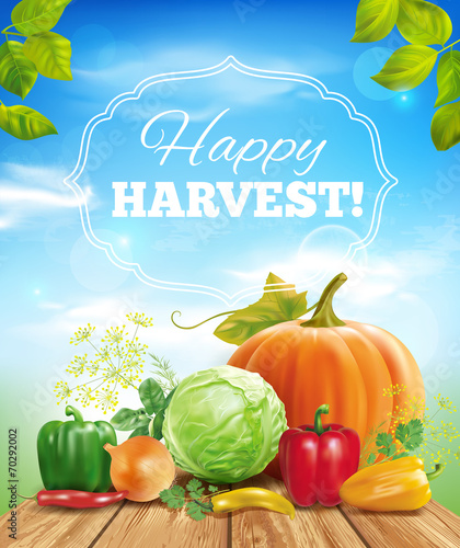 Harvest time sunny background. Vector