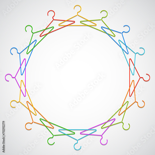 Color hangers arranged in circle.