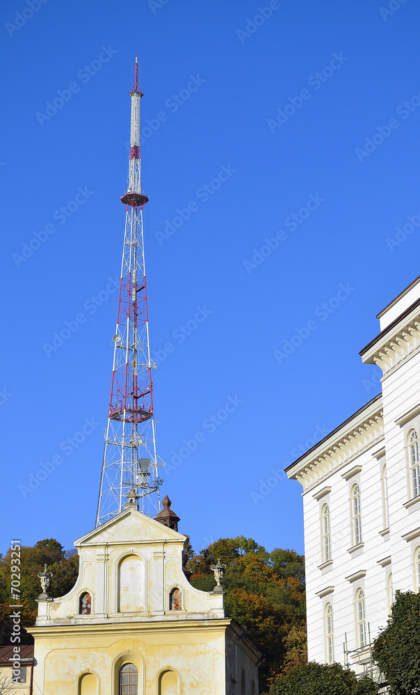 television tower at center of old city