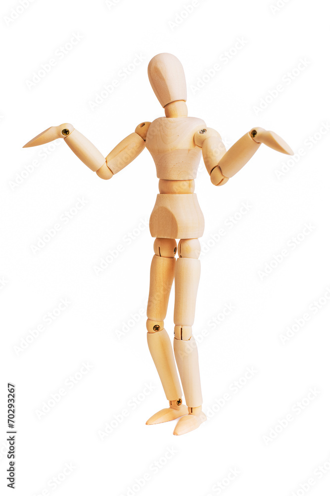 Wooden mannequin isolated on white Wooden mannequin isolated on white