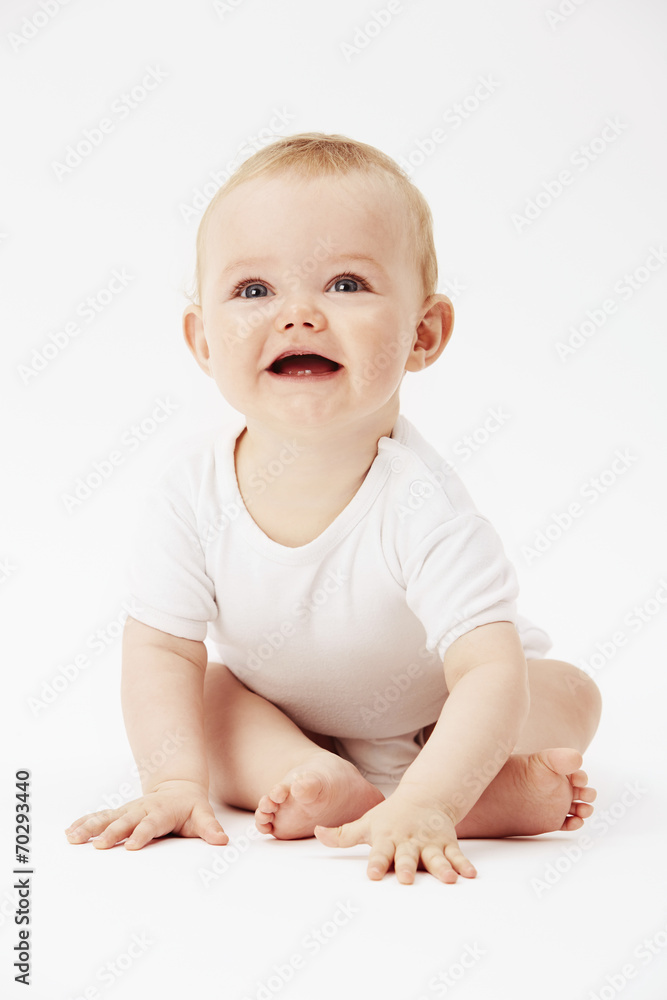 Young baby girl with mouth open, studio. Young baby girl with mouth open, studio.