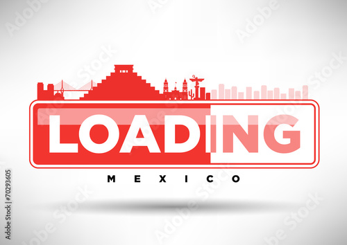 Mexico Skyline Loading Typographic Design