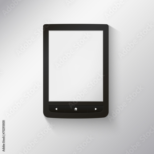 e-book reader. You may add your own text or picture.