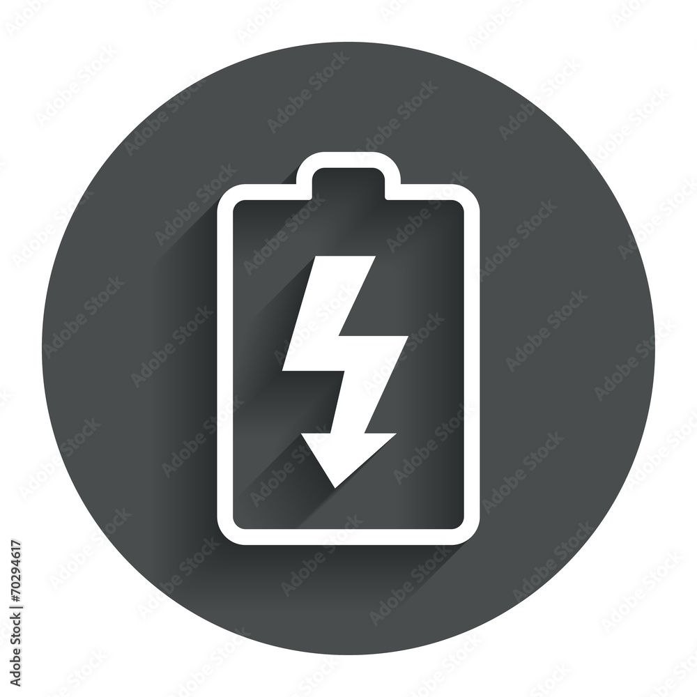 Battery charging sign icon. Lightning symbol. Battery charging sign icon. Lightning symbol.