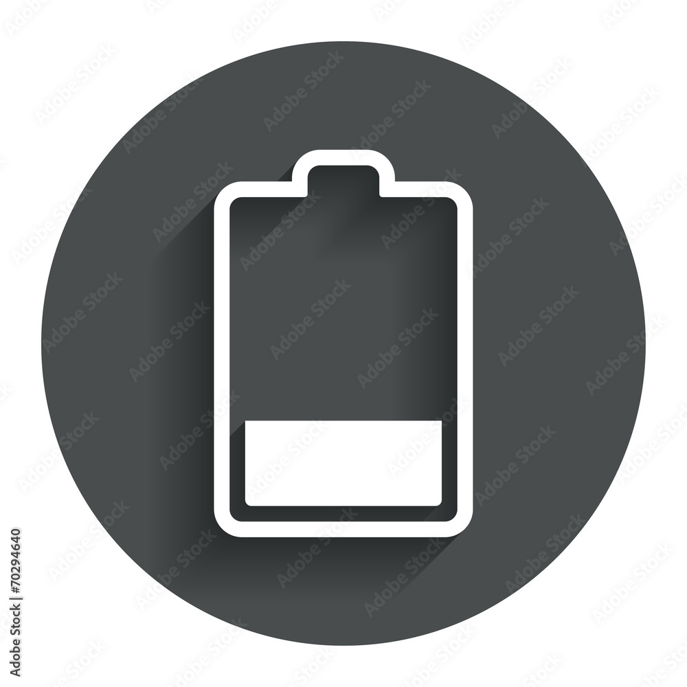 Battery low level sign icon. Electricity symbol Battery low level sign icon. Electricity symbol