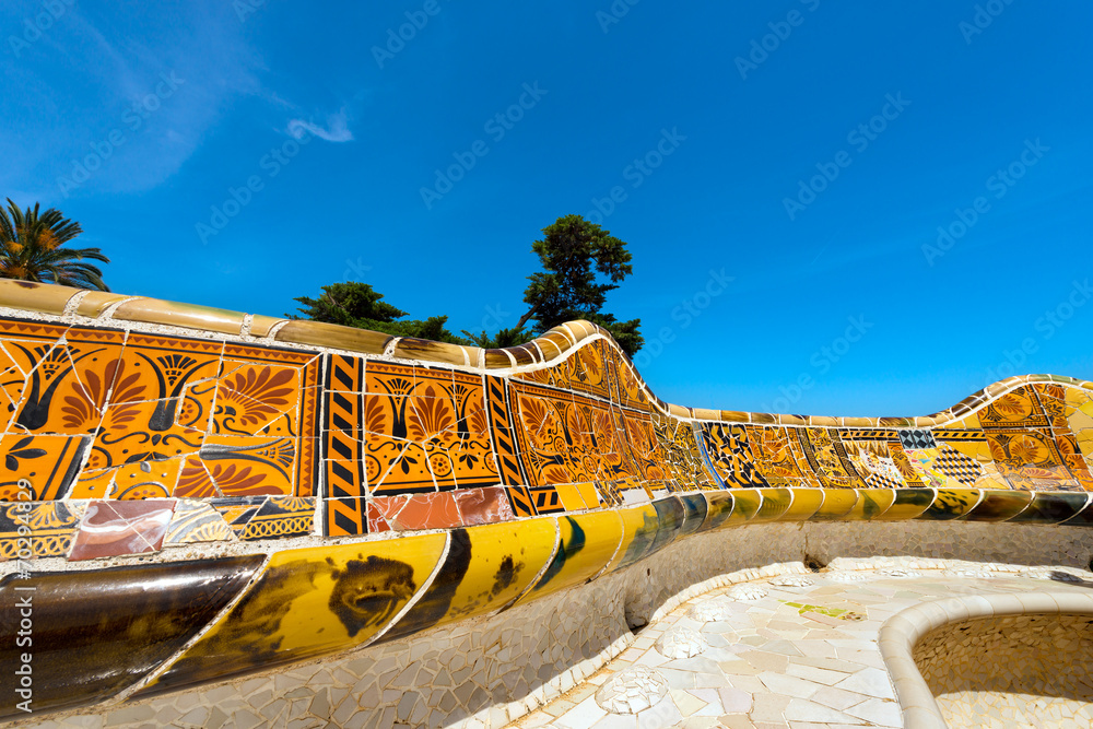 Obraz premium Ceramiczna ławka Park Guell - Barcelona Hiszpania