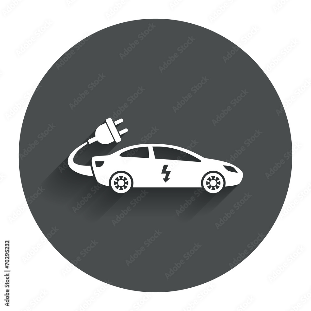 Electric car sign icon. Sedan saloon symbol.