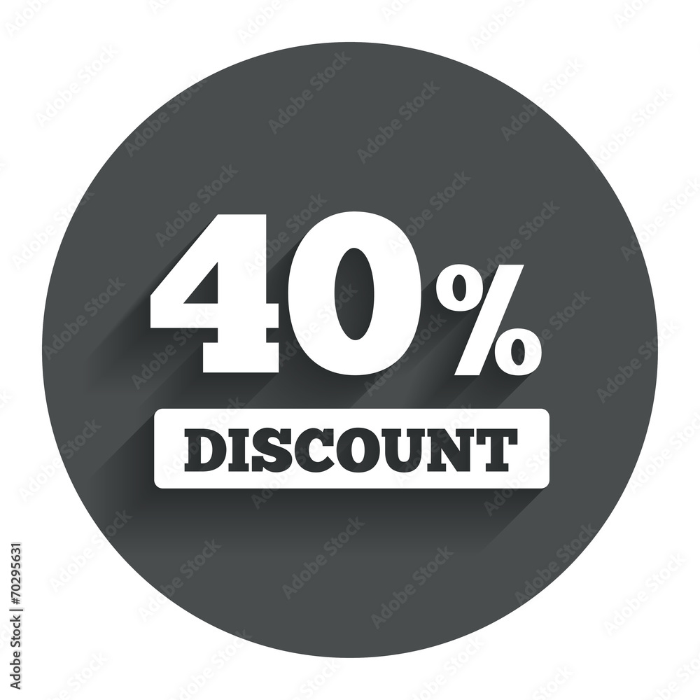 40 percent discount sign icon. Sale symbol. 40 percent discount sign icon. Sale symbol.