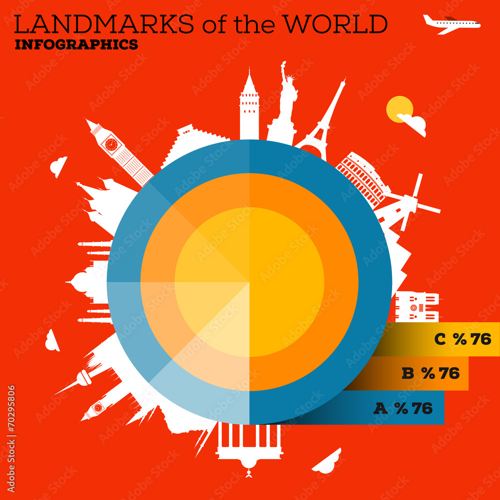 Obraz premium Landmarks of the World Infographic Design