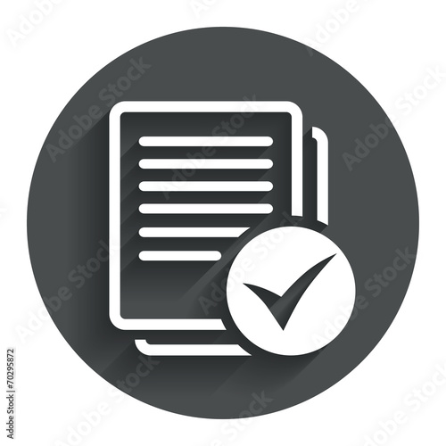 Text file sign icon. Check File document symbol.