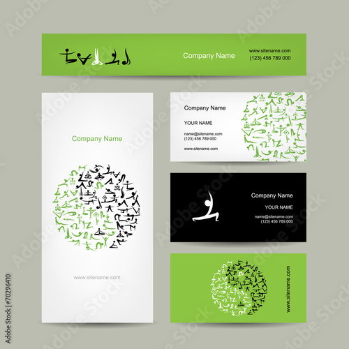 Yin Yang made from yoga asana. Set of business cards design