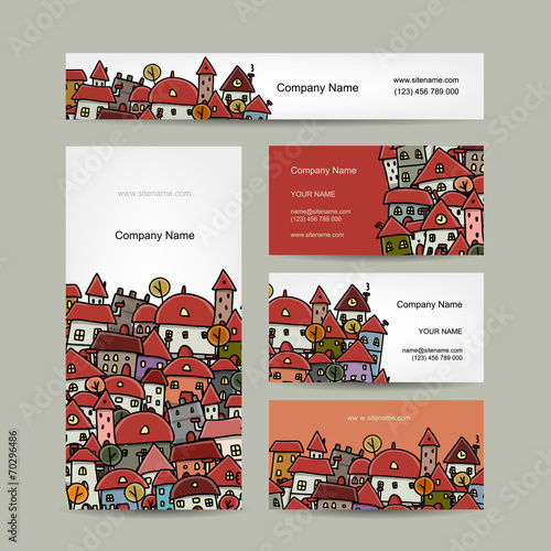 Business cards design, cityscape sketch