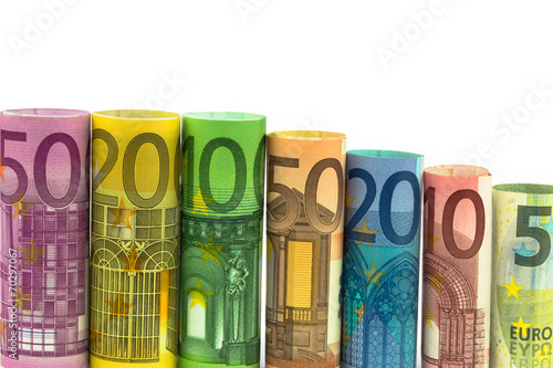 Euro Banknoten gerollt