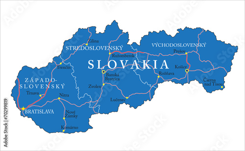 Obraz na płótnie Slovakia map