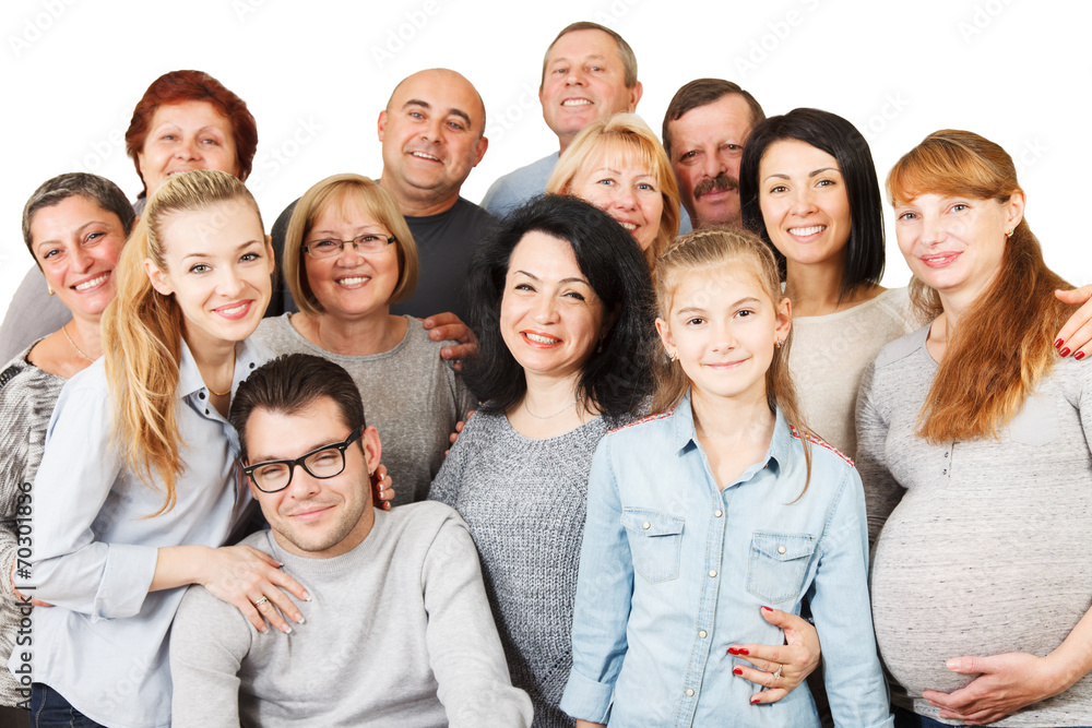 Large Group of Happy People smiling and embracing. Large Group of Happy People smiling and embracing.