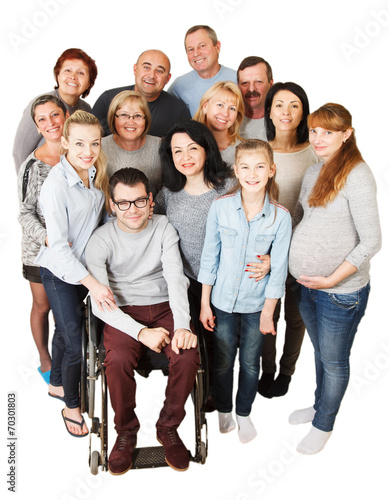 Large Group of Happy People smiling and embracing.