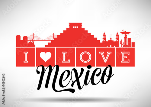 I Love Mexico Skyline Design