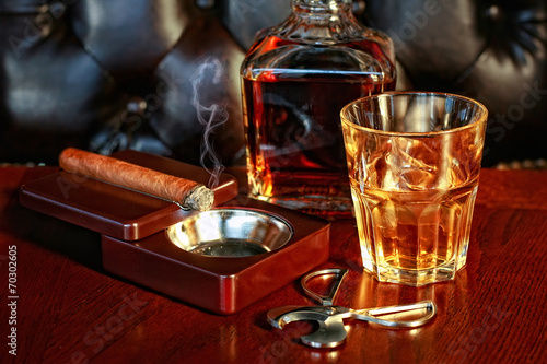 Canvas Print Whiskey and cigar