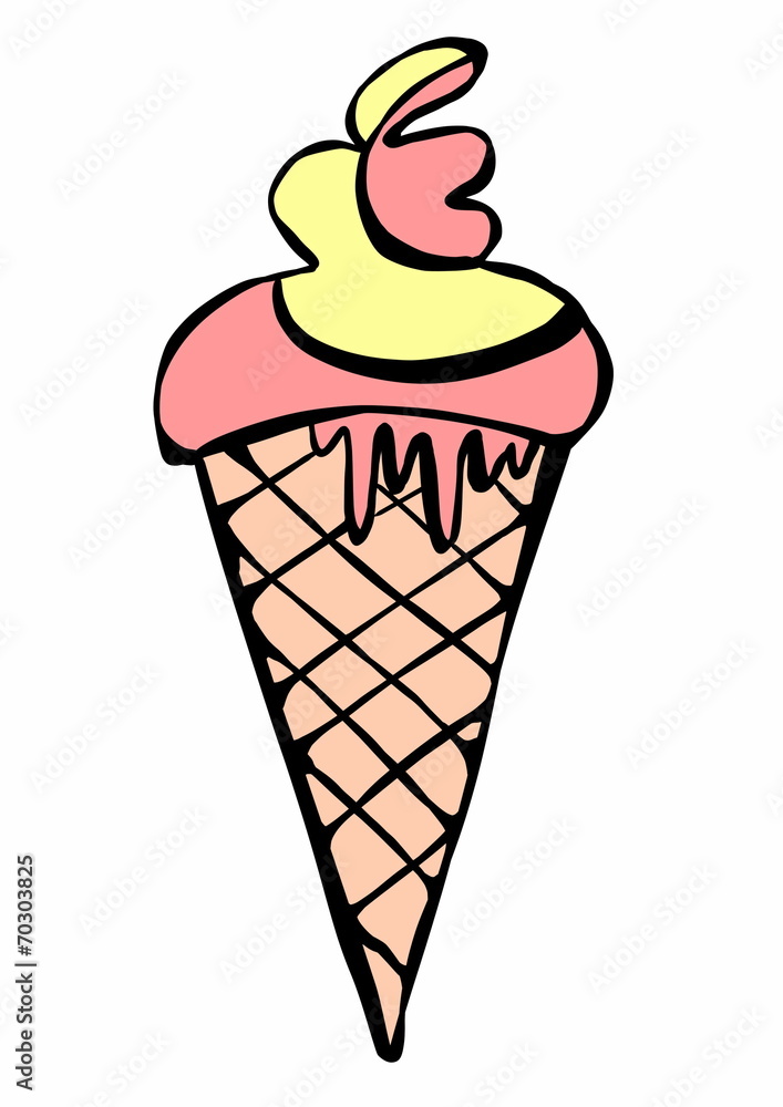 doodle ice cream with cone