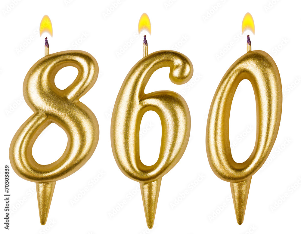 candles number eight hundred sixty isolated on white background candles number eight hundred sixty isolated on white background